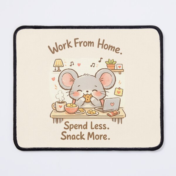 Item preview, Cute Mouse Work From Home Snack Lover | Cozy Kawaii Desk Illustration designed and sold by PopCulturePixel.