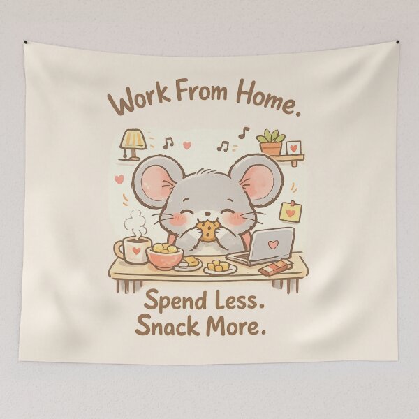 Item preview, Cute Mouse Work From Home Snack Lover | Cozy Kawaii Desk Illustration designed and sold by PopCulturePixel.