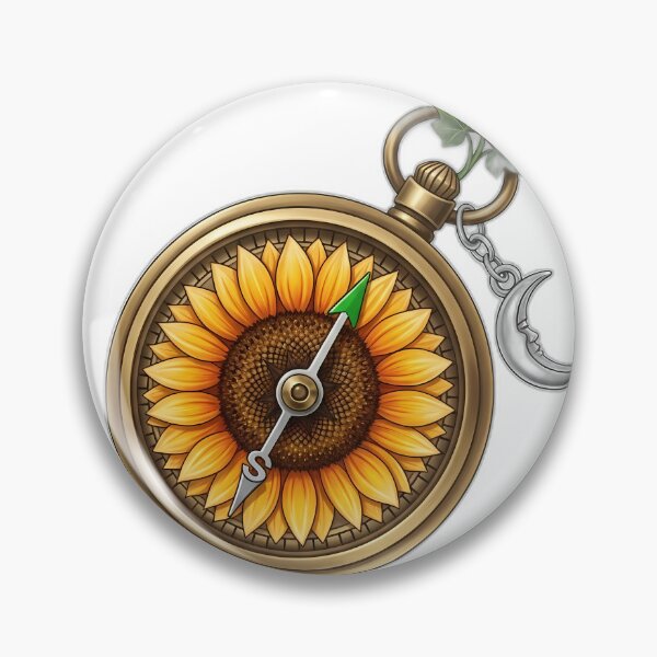 Item preview, Sunflower Pocket Compass Crescent Ivy Sprig designed and sold by pumsquare.