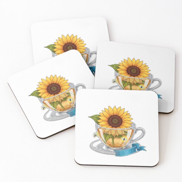 Item preview, Sunflower Glass Teacup Fireflies Blue Ribbon designed and sold by pumsquare.