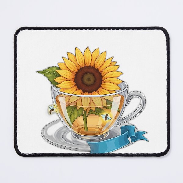 Item preview, Sunflower Glass Teacup Fireflies Blue Ribbon designed and sold by pumsquare.