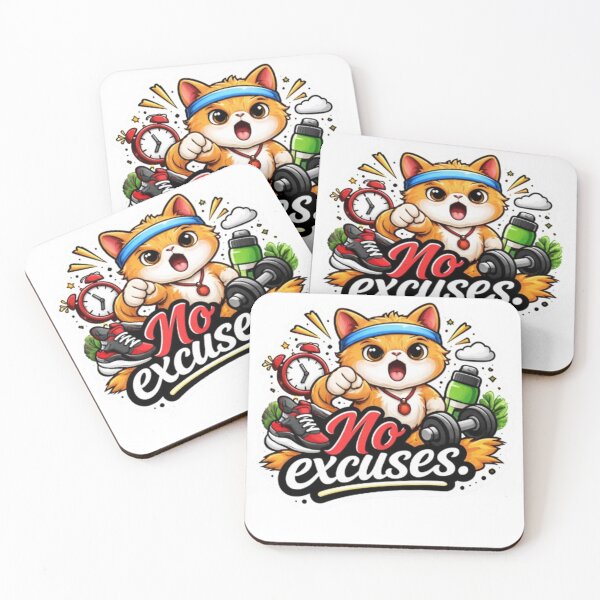 Item preview, No Excuses Cute Boss Cat Motivational Sticker  Gym Workout Discipline Cartoon designed and sold by Trigart-art.
