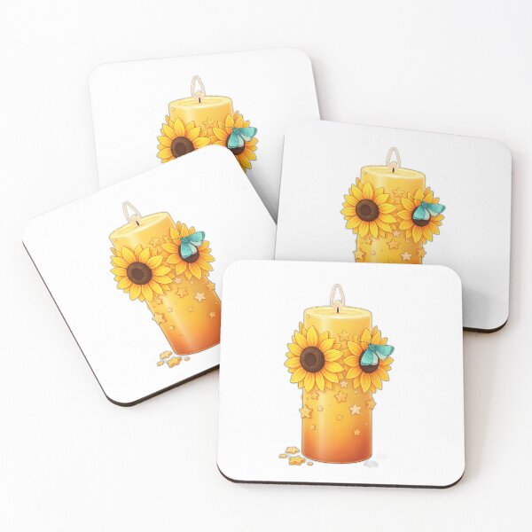Item preview, Vela Sunflower Spell con estrellas de cera de polilla color turquesa designed and sold by pumsquare.