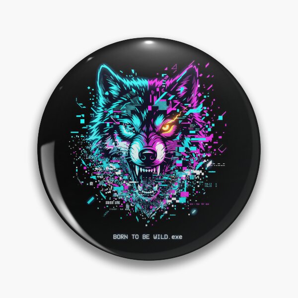 Artikelvorschau, Glitchcore Cyberpunk Wolf BORN TO BE WILD.exe entworfen und verkauft von etuvibes.