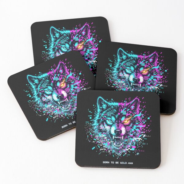 Item preview, Glitchcore Cyberpunk Wolf BORN TO BE WILD.exe designed and sold by etuvibes.