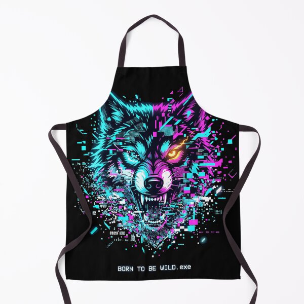 Item preview, Glitchcore Cyberpunk Wolf BORN TO BE WILD.exe designed and sold by etuvibes.