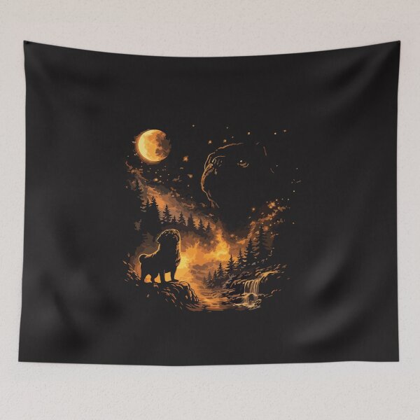 Item preview, Black Pug Howling at Moon Retro Dog Lover Funny Pet Gift designed and sold by kiralynstration.