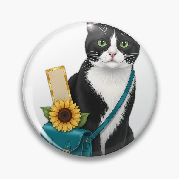 Item preview, Tuxedo Cat Teal Satchel Sunflower Bookmark designed and sold by pumsquare.