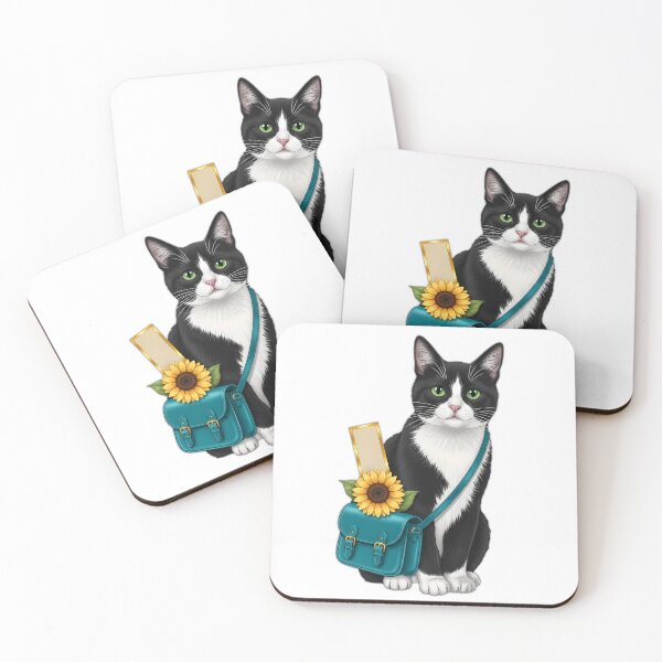 Item preview, Tuxedo Cat Teal Satchel Sunflower Bookmark designed and sold by pumsquare.