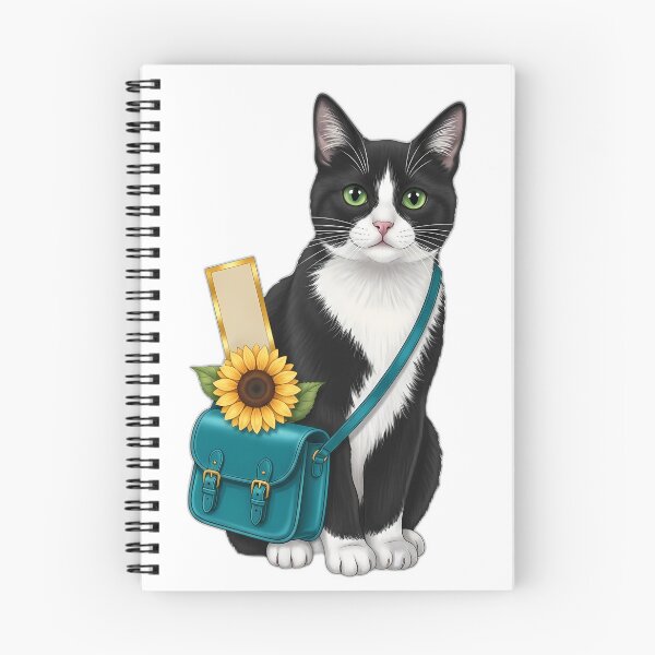 Item preview, Tuxedo Cat Teal Satchel Sunflower Bookmark designed and sold by pumsquare.