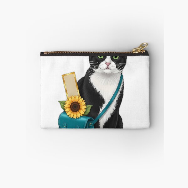 Item preview, Tuxedo Cat Teal Satchel Sunflower Bookmark designed and sold by pumsquare.