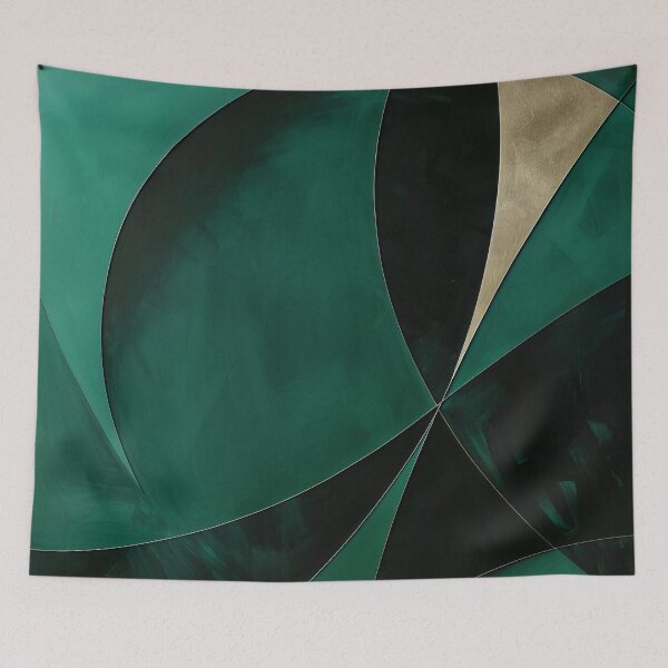 Item preview, Abstract emerald green gold design, geometric, modern, minimalist designed and sold by CosmicGlyph.