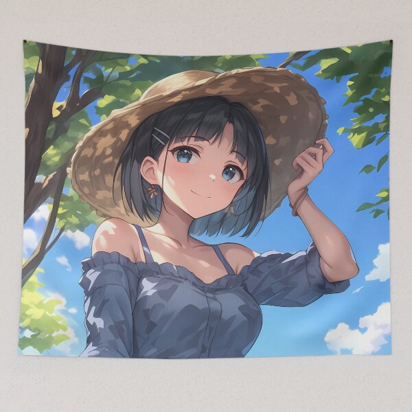 Item preview, Kirigaya Suguha Sword Art Online Summer Sun Hat Blue Sky Cute Smile designed and sold by PMartistStudio.
