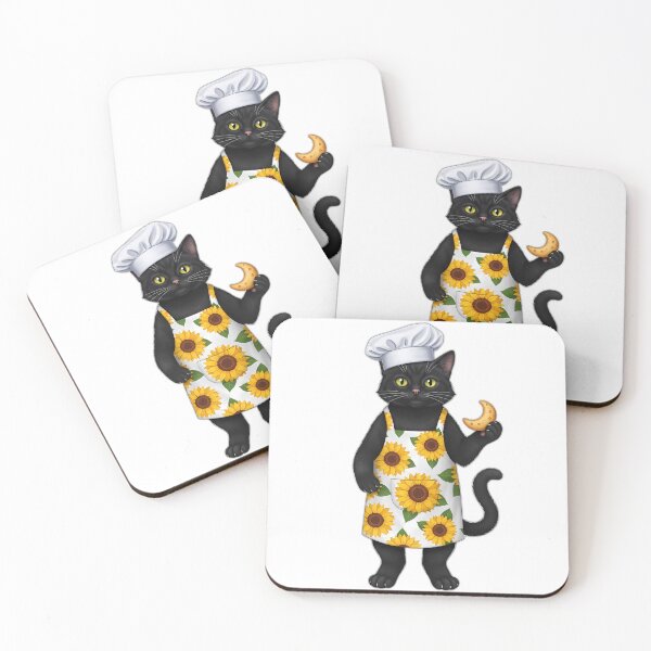 Artikelvorschau, Black Cat Baker Sonnenblumen-Schürze Halbmond-Keks entworfen und verkauft von pumsquare.