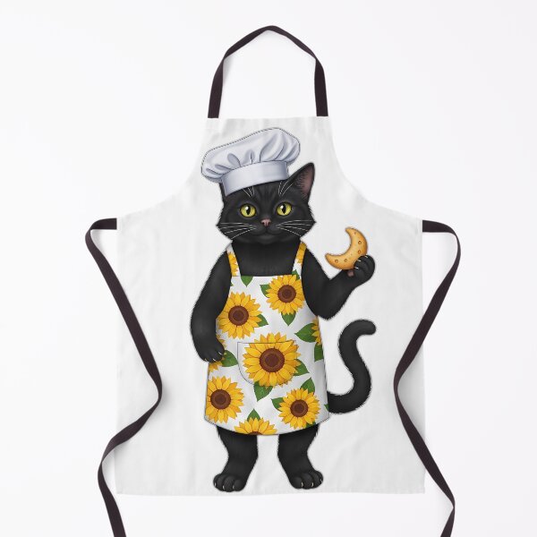 Item preview, Black Cat Baker Sunflower Apron Crescent Cookie designed and sold by pumsquare.