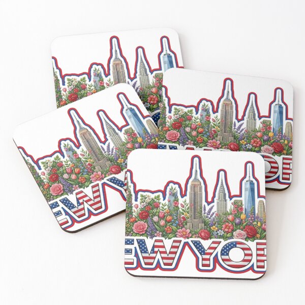 Item preview, New York Floral Skyline Sticker Souvenir designed and sold by Imaginarium of Chaos falcon88 .