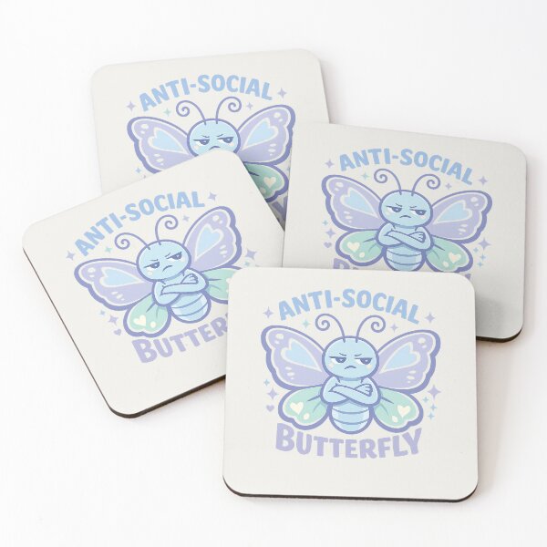 Item preview, Anti Social Butterfly | Cute Pastel Goth Introvert Aesthetic Cartoon designed and sold by PopCulturePixel.