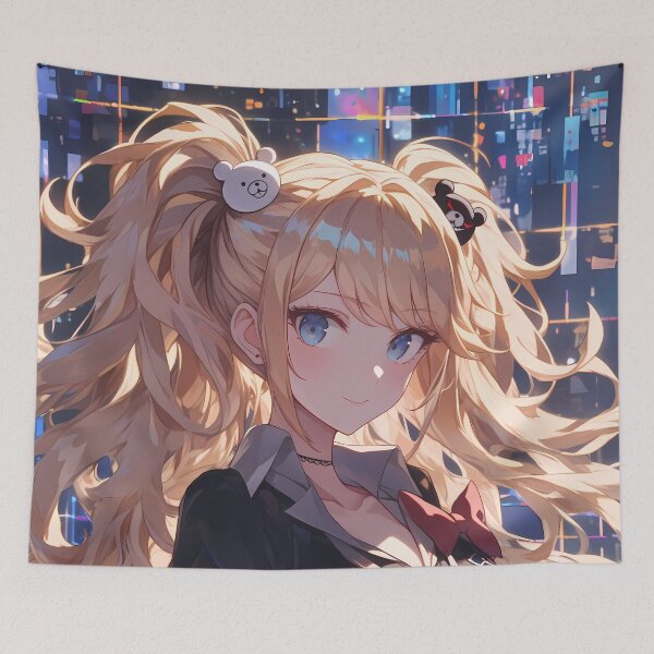 Item preview, Junko Enoshima Danganronpa Neon Queen With Twin Tails designed and sold by PMartistStudio.