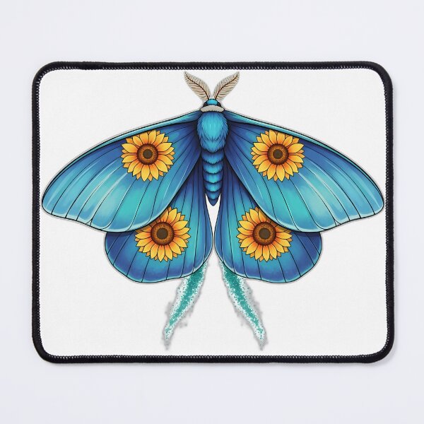 Item preview, Blue Moon Moth Sunflower Eye Spots Teal Dust designed and sold by pumsquare.