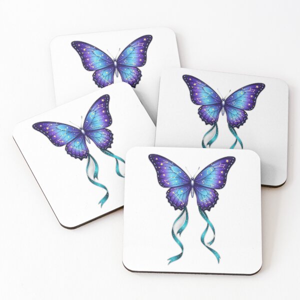 Item preview, Lunar Butterfly Teal Ribbon Tails Gold Stars designed and sold by pumsquare.