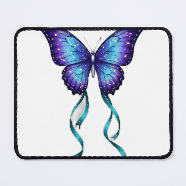 Item preview, Lunar Butterfly Teal Ribbon Tails Gold Stars designed and sold by pumsquare.