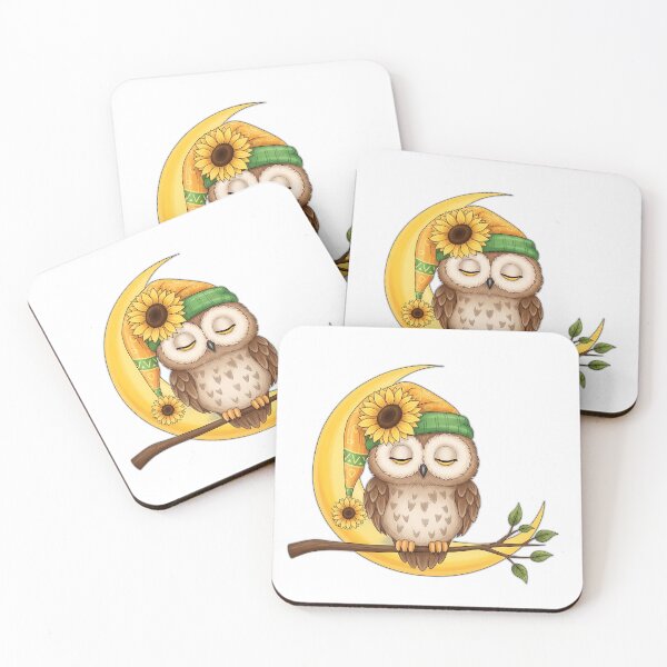 Item preview, Sleepy Owl Sunflower Nightcap Crescent Branch designed and sold by pumsquare.