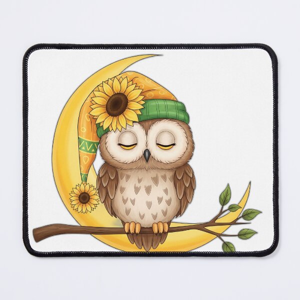 Item preview, Sleepy Owl Sunflower Nightcap Crescent Branch designed and sold by pumsquare.