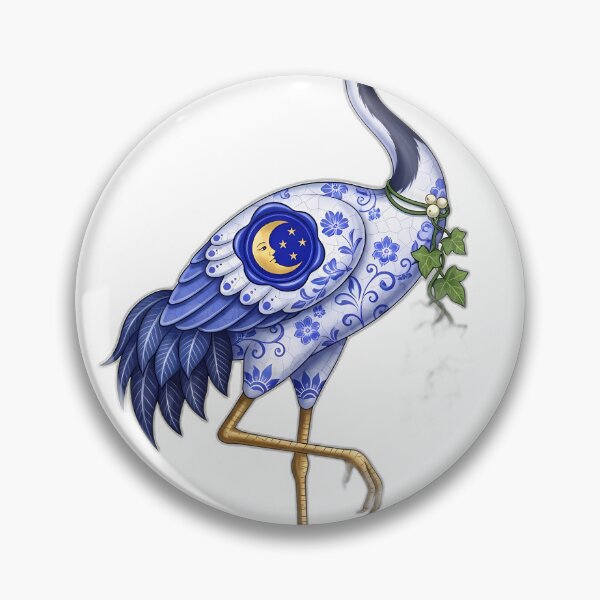 Item preview, Porcelain Crane Moon Seal Ivy Tassel designed and sold by pumsquare.