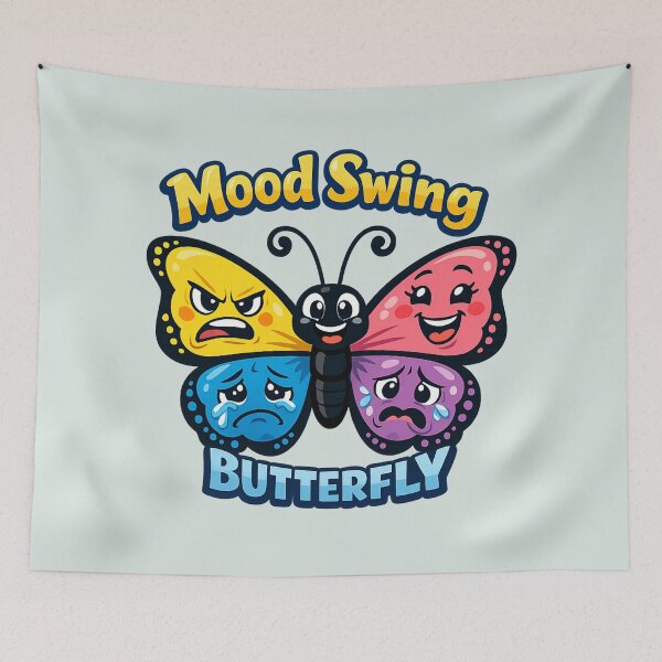 Item preview, Mood Swing Butterfly | Funny Emotional Butterfly Cartoon Sticker designed and sold by PopCulturePixel.