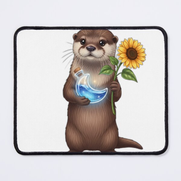 Item preview, Small Otter Moon Bottle Sunflower Sprig designed and sold by pumsquare.