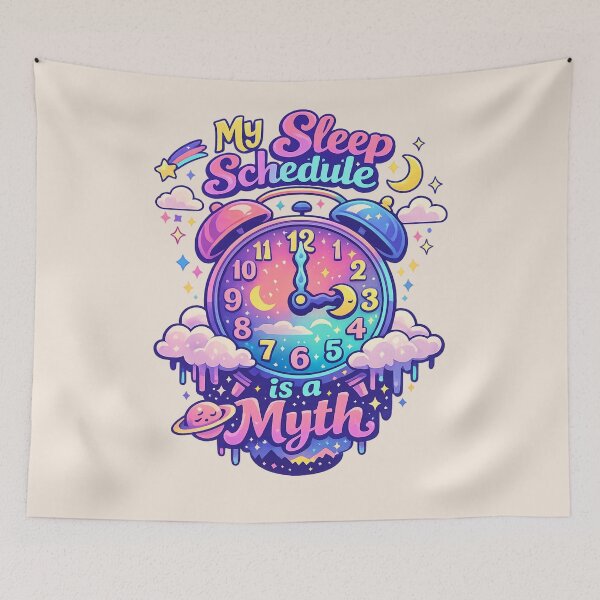 Item preview, My Sleep Schedule is a Myth | Dreamy Surreal Check Funny Sleep Meme designed and sold by PopCulturePixel.