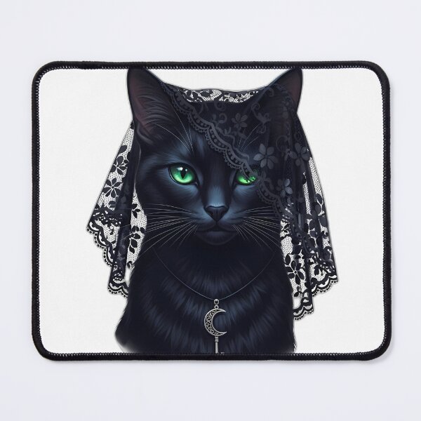 Item preview, Black Cat Familiar Lace Veil Moon Key designed and sold by IllumeInk.
