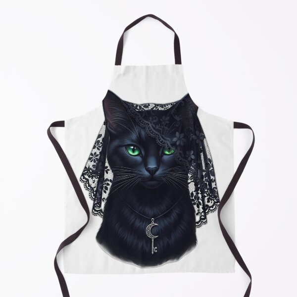 Item preview, Black Cat Familiar Lace Veil Moon Key designed and sold by IllumeInk.