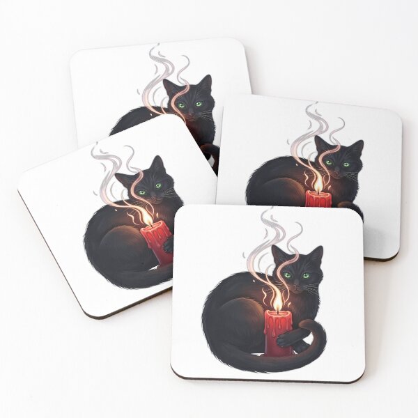 Item preview, Vela de hechizo carmesí de gato negro designed and sold by IllumeInk.