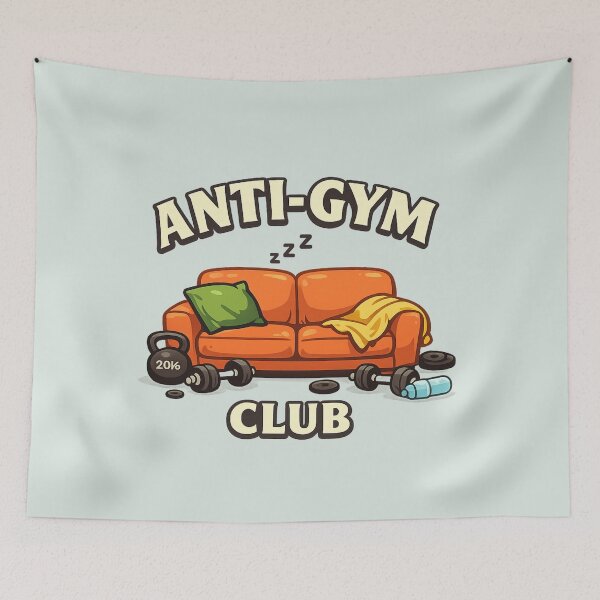 Item preview, Anti Gym Club Couch | Funny Lazy Fitness Humor Cartoon designed and sold by PopCulturePixel.