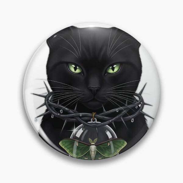 Item preview, Black Cat Thorn Collar Bell Jar Moth designed and sold by IllumeInk.