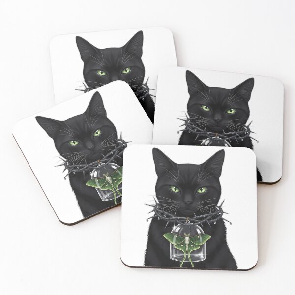 Item preview, Black Cat Thorn Collar Bell Jar Moth designed and sold by IllumeInk.