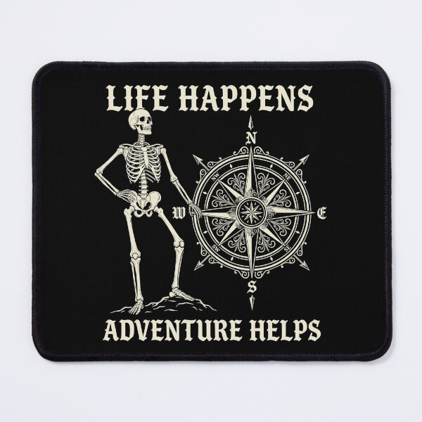 Item preview, Life Happens Adventure Helps Gothic Compass Skeleton – Travel Motivation designed and sold by printedartgoods.
