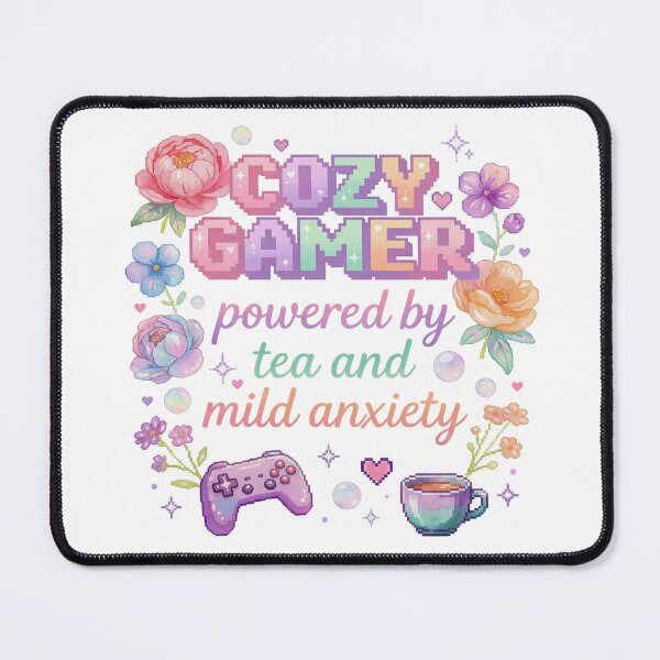 Item preview, Cozy Gamer Powererd by Tea and Mild Anxiety - Cute Gamer Girl T-Shirt designed and sold by LoFizzy.