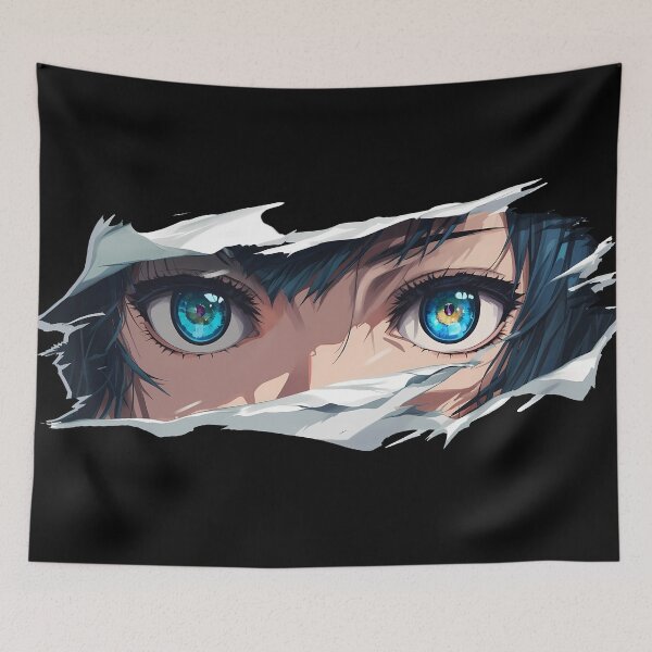 Item preview, Nobuchika Ginoza Psycho Pass Blue Eyes Torn Paper Sharp Gaze Close Up designed and sold by PMartistStudio.