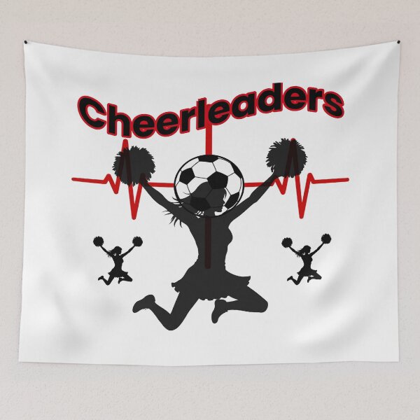 Item preview, Cheerleaders Soccer Heartbeat Graphic With Soccer Ball And Silhouette Emphasizing Team Spirit designed and sold by FireOrchid.