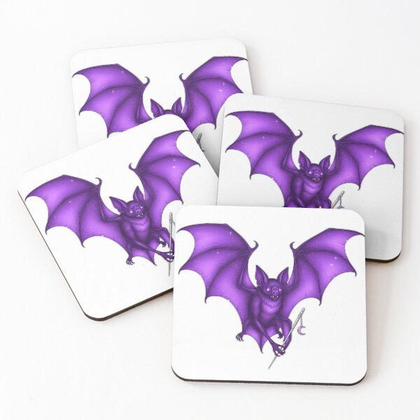 Item preview, Purple Celestial Bat Silver Needle Crescent Charm designed and sold by IllumeInk.
