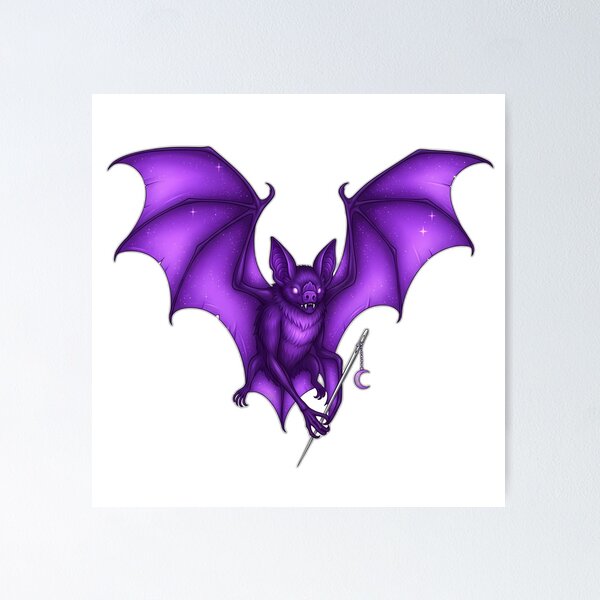 Item preview, Purple Celestial Bat Silver Needle Crescent Charm designed and sold by IllumeInk.