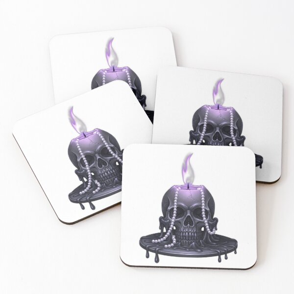 Artikelvorschau, Totenkopfkerze, Perlenkette, violette Flamme entworfen und verkauft von IllumeInk.