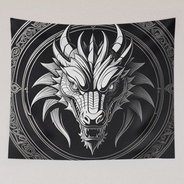 Item preview, Powerful Dragon Emblem with Elegant Engraved Circle Ornament. designed and sold by MissYouONLY.