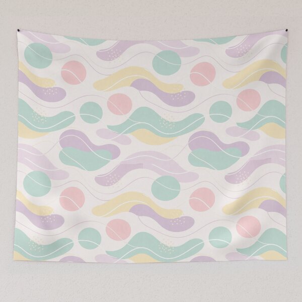 Item preview, Pastel Abstract Seamless Pattern Waves and Circles designed and sold by GoDesign1.