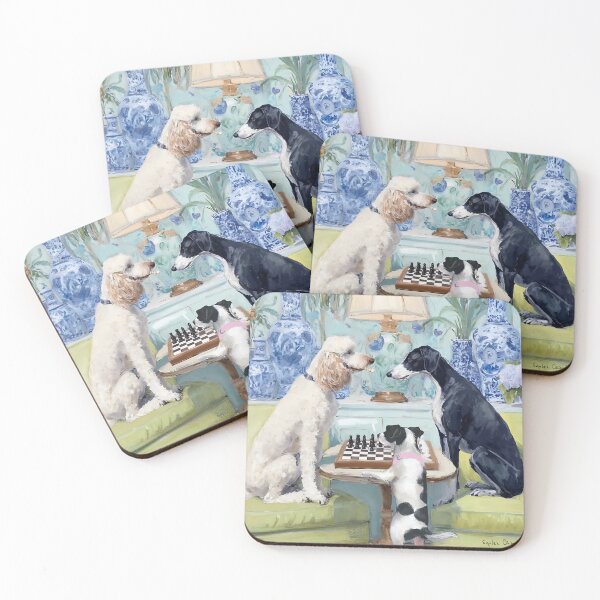 Item preview, Grandmillennial art, Dogs playing chess designed and sold by SophieClimaArt.