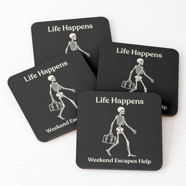 Item preview, Life Happens Weekend Escapes Help Skeleton Travel Shirt – Gothic Vacation designed and sold by printedartgoods.