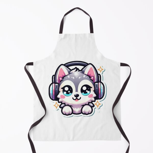 Item preview, Cute Husky with Headphones Sticker-Kawaii Dog Music Lover Aesthetic Cartoon designed and sold by carestazafeli.
