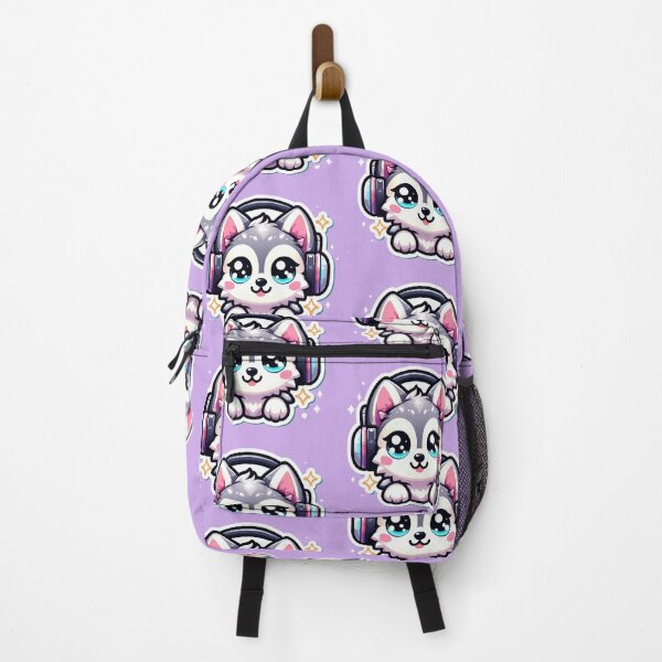 Item preview, Cute Husky with Headphones Sticker-Kawaii Dog Music Lover Aesthetic Cartoon designed and sold by carestazafeli.